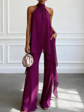 Vivienne | Asymmetric Halter Top & Wide-Leg Trouser Set