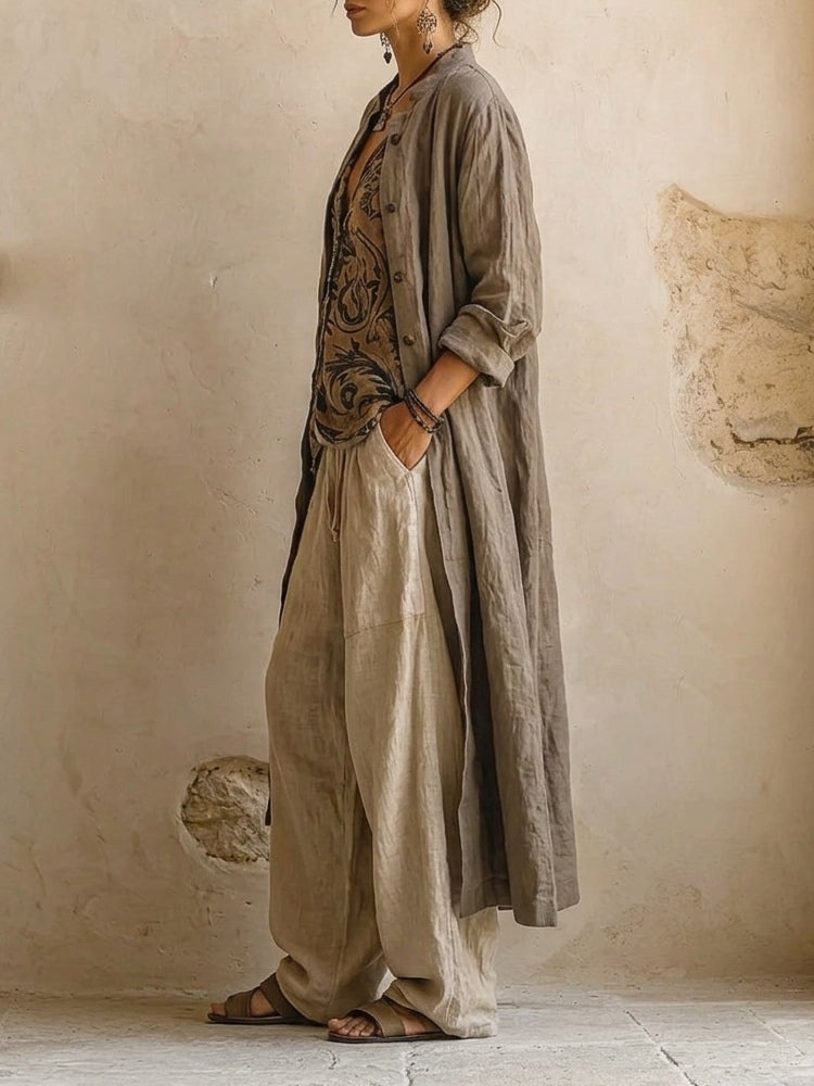 Giulia | Layered Boho Print Top & Wide-Leg Trouser Set