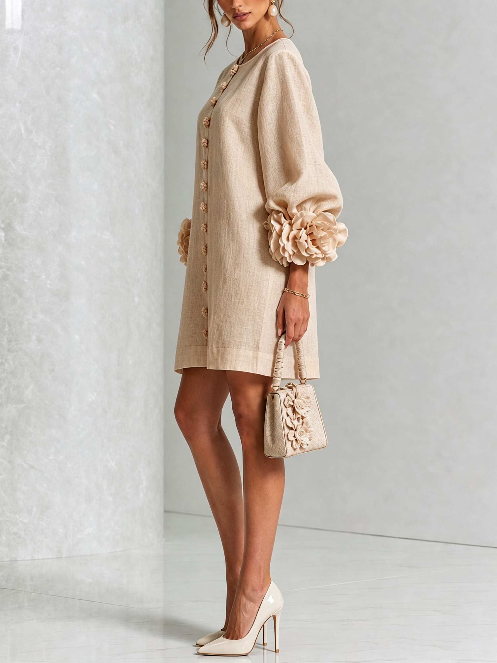 AOIBHEANN | ROSETTE-CUFF MINI DRESS