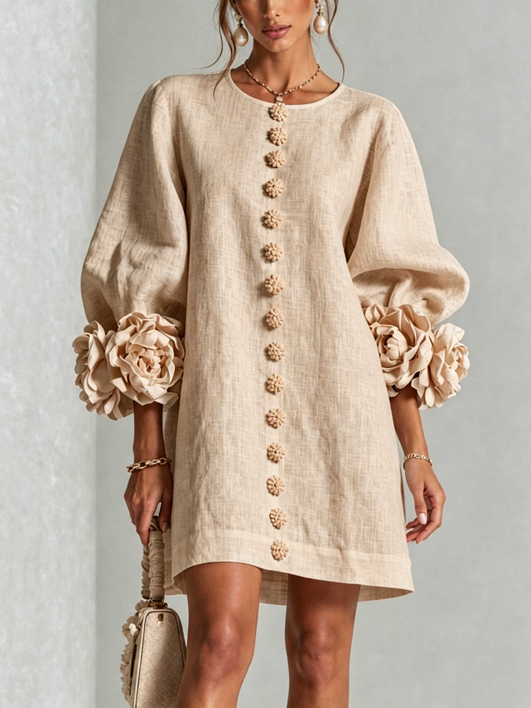AOIBHEANN | ROSETTE-CUFF MINI DRESS