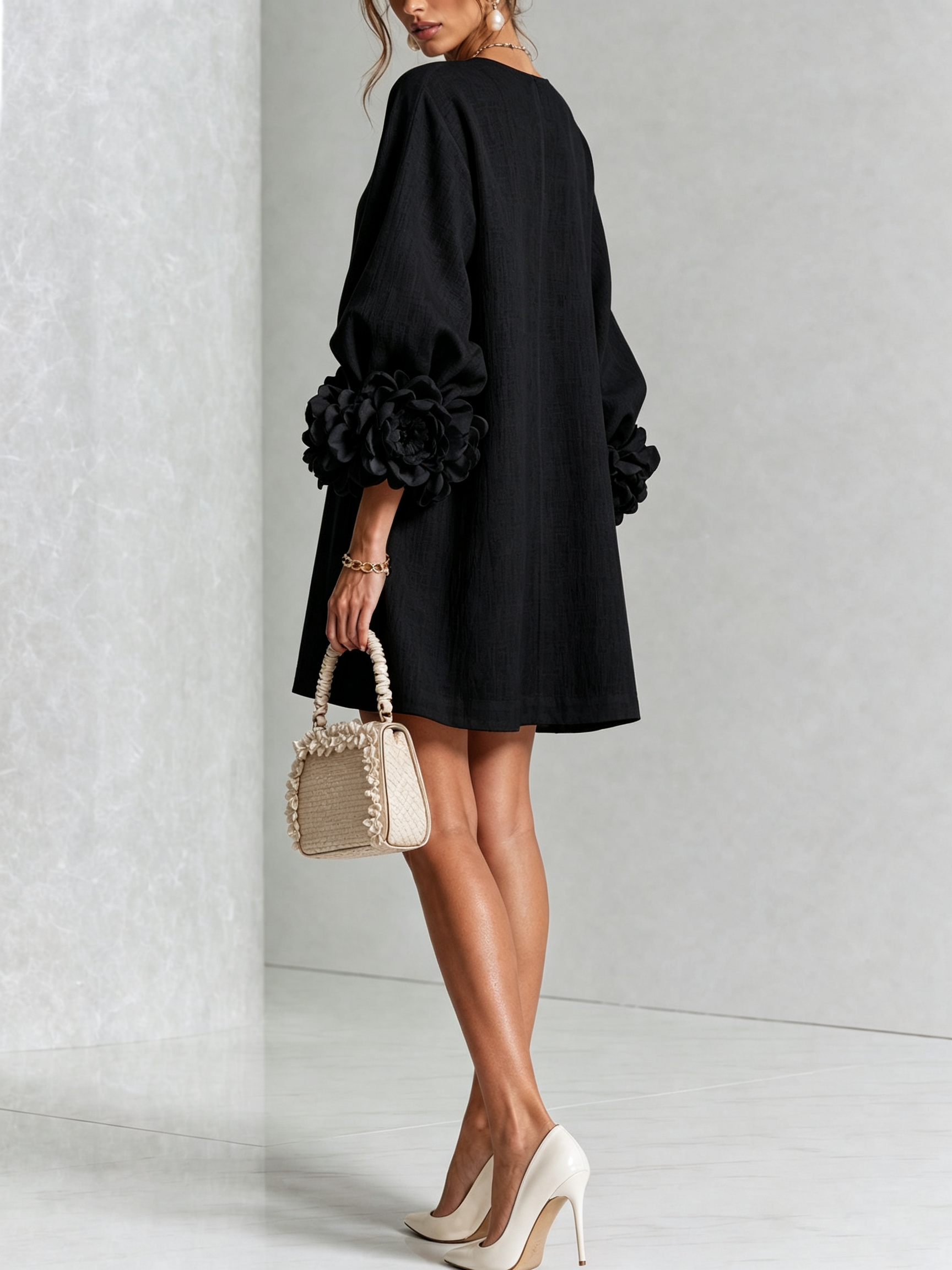 AOIBHEANN | ROSETTE-CUFF MINI DRESS