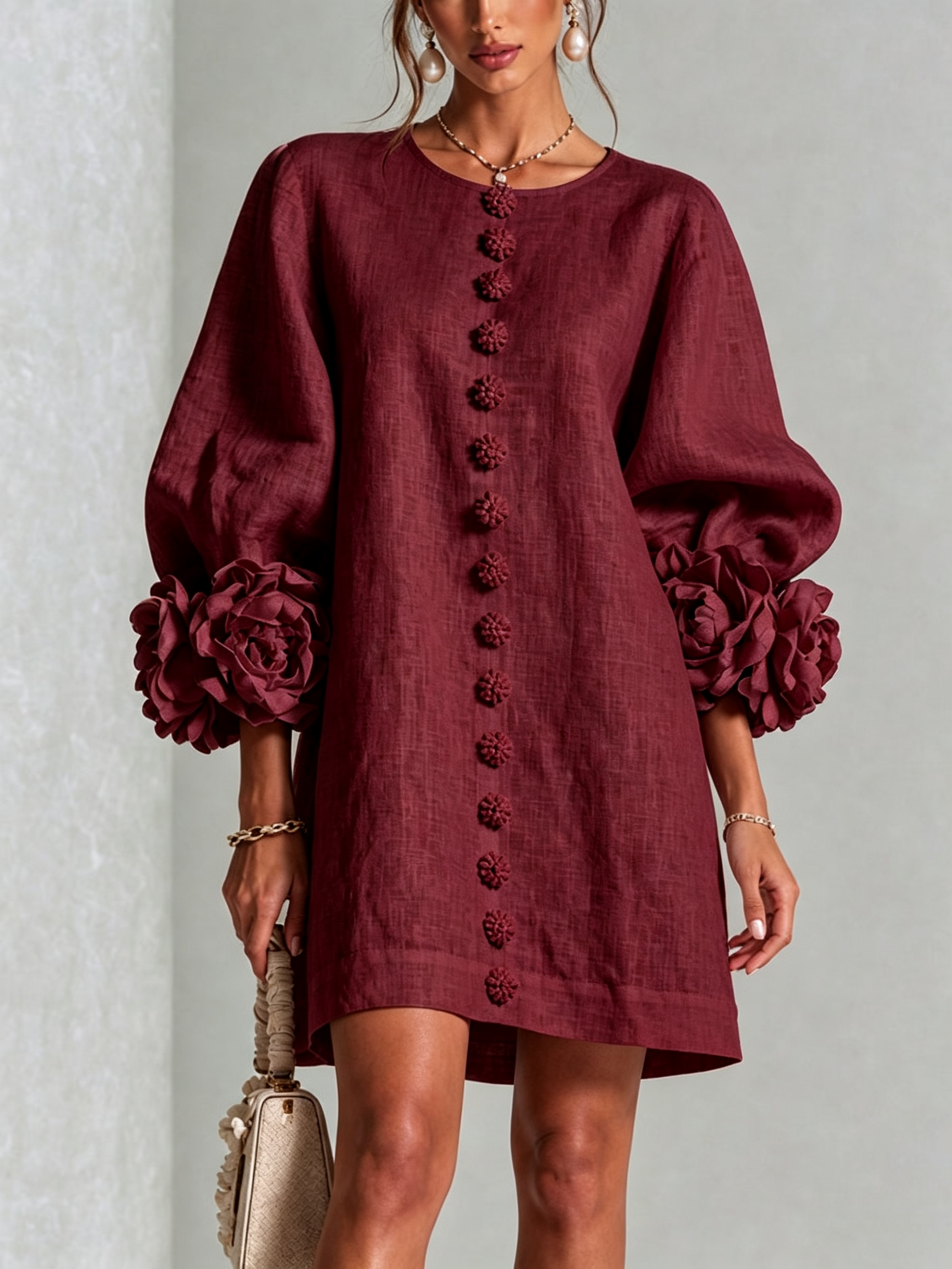 AOIBHEANN | ROSETTE-CUFF MINI DRESS