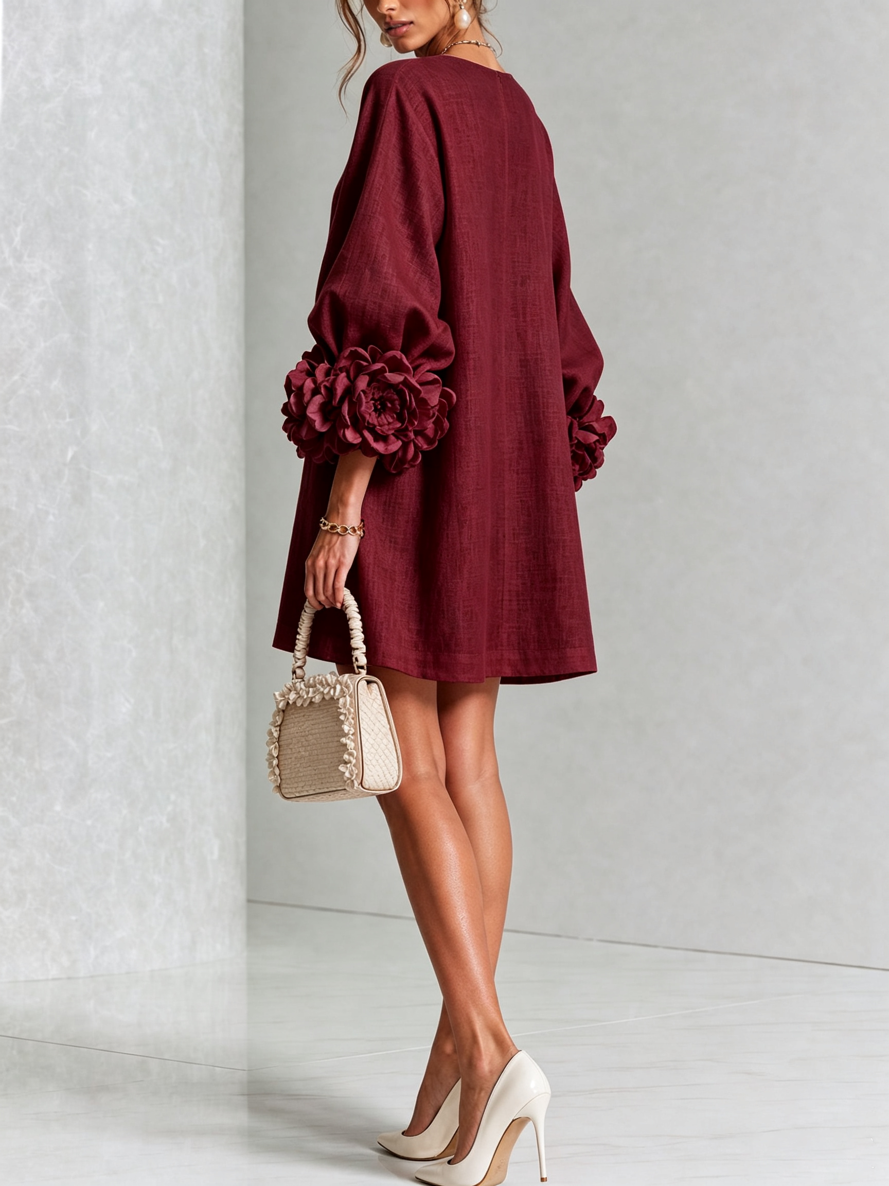 AOIBHEANN | ROSETTE-CUFF MINI DRESS