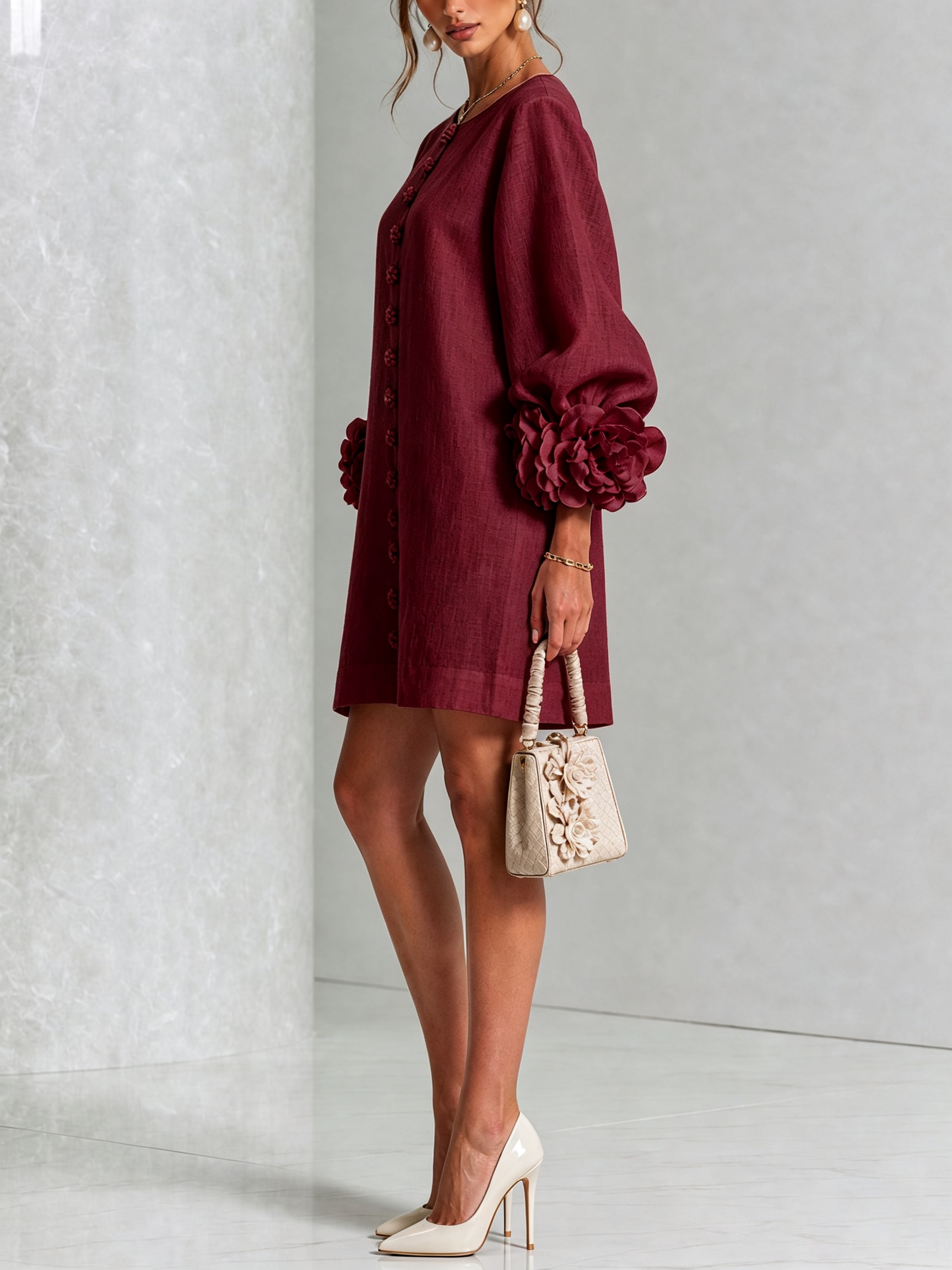AOIBHEANN | ROSETTE-CUFF MINI DRESS