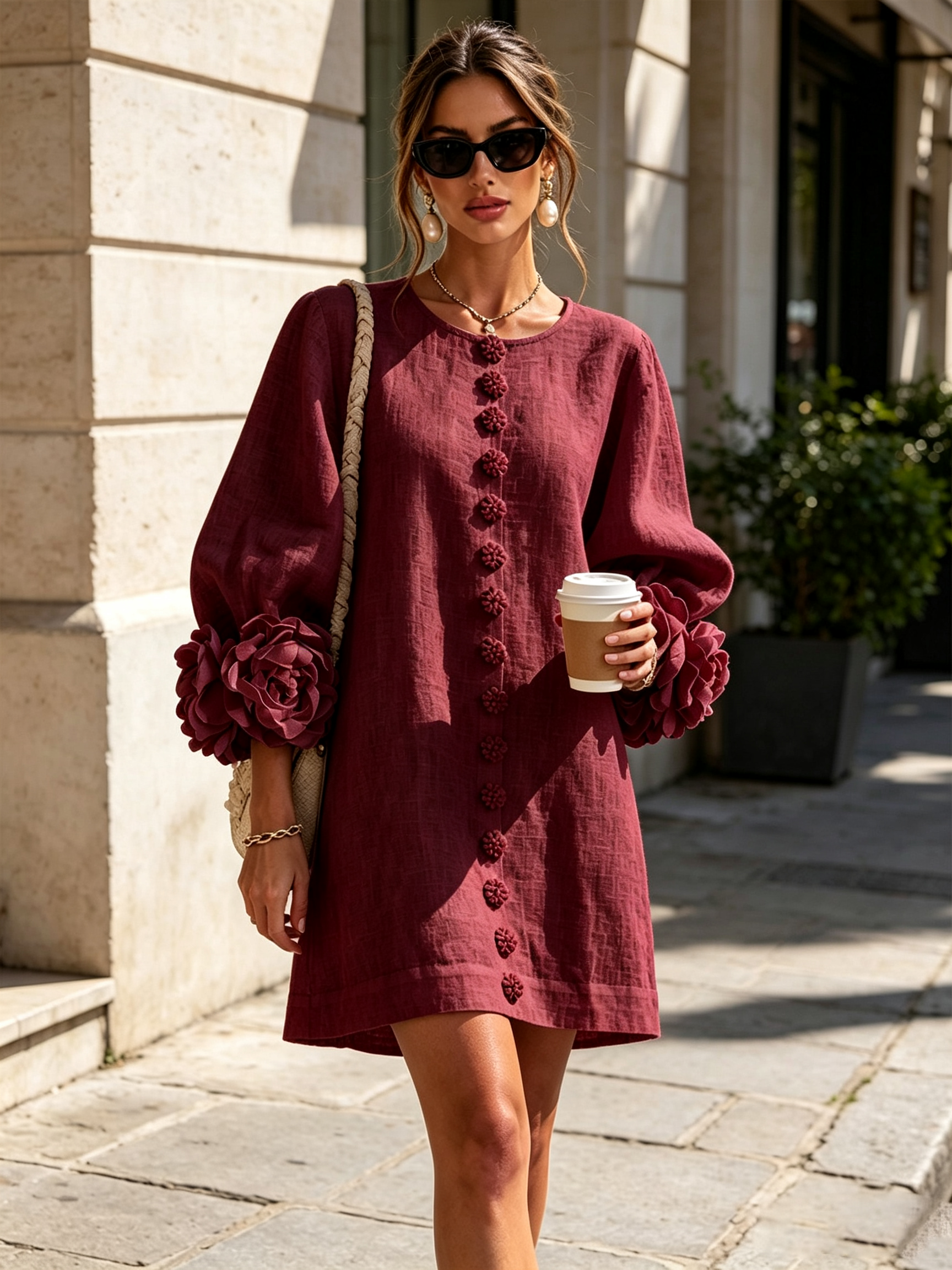 AOIBHEANN | ROSETTE-CUFF MINI DRESS