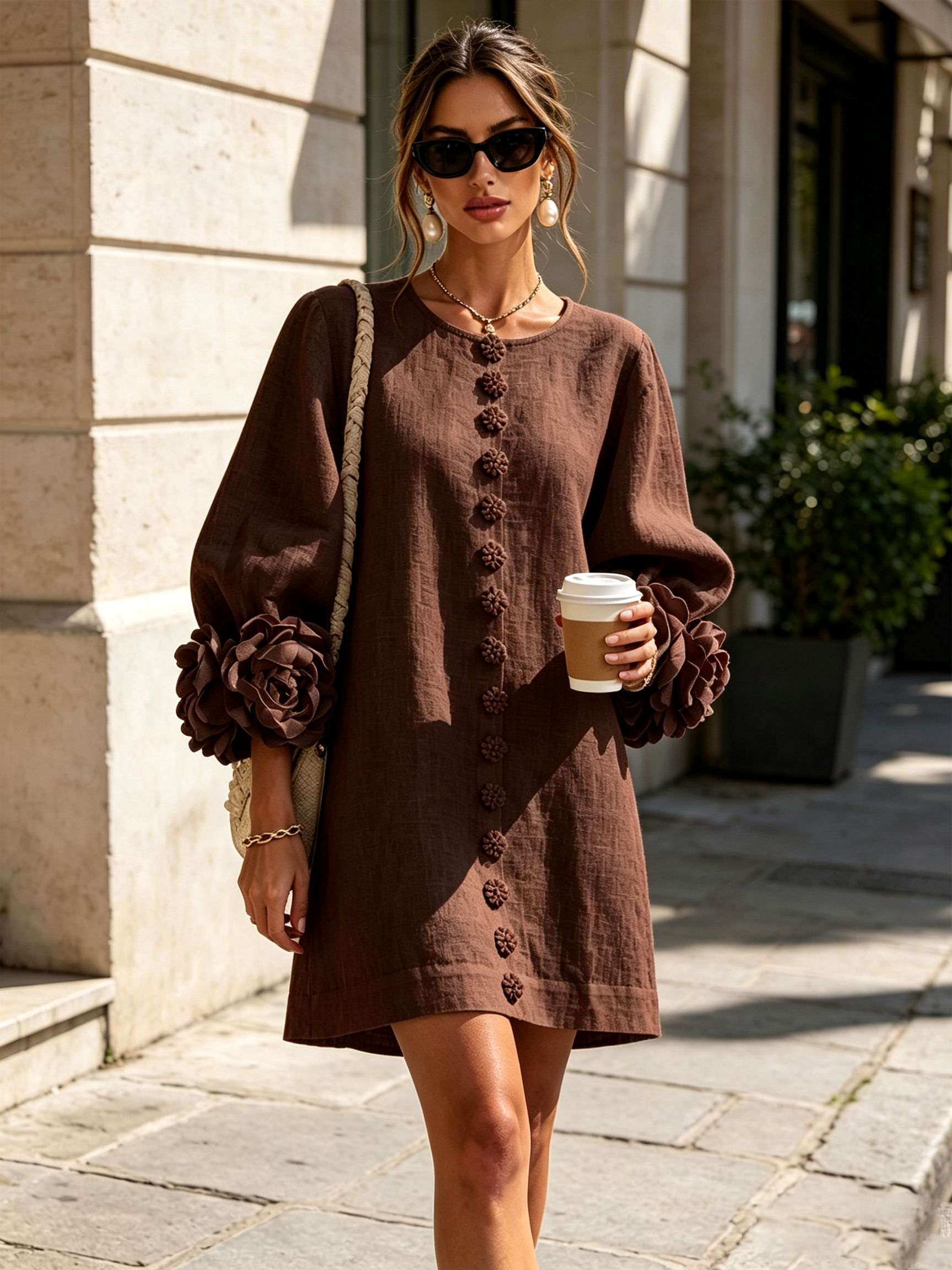 AOIBHEANN | ROSETTE-CUFF MINI DRESS