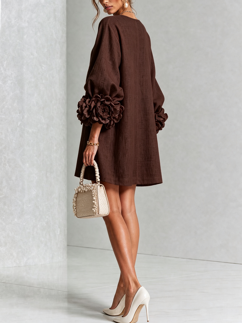 AOIBHEANN | ROSETTE-CUFF MINI DRESS