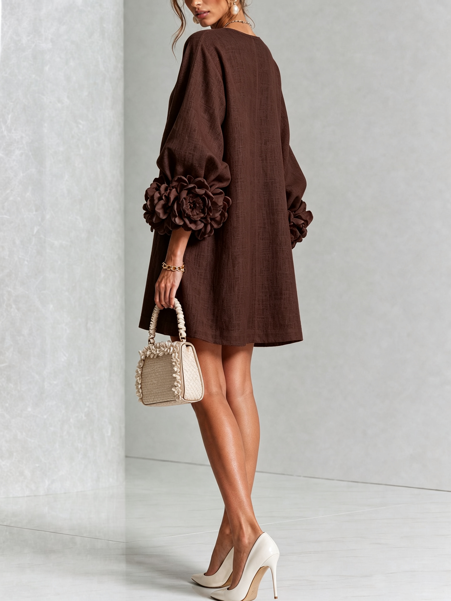 AOIBHEANN | ROSETTE-CUFF MINI DRESS