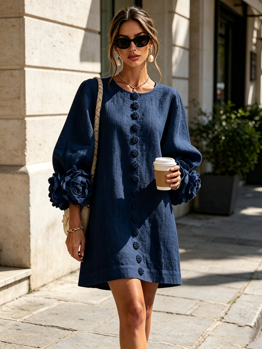 AOIBHEANN | ROSETTE-CUFF MINI DRESS