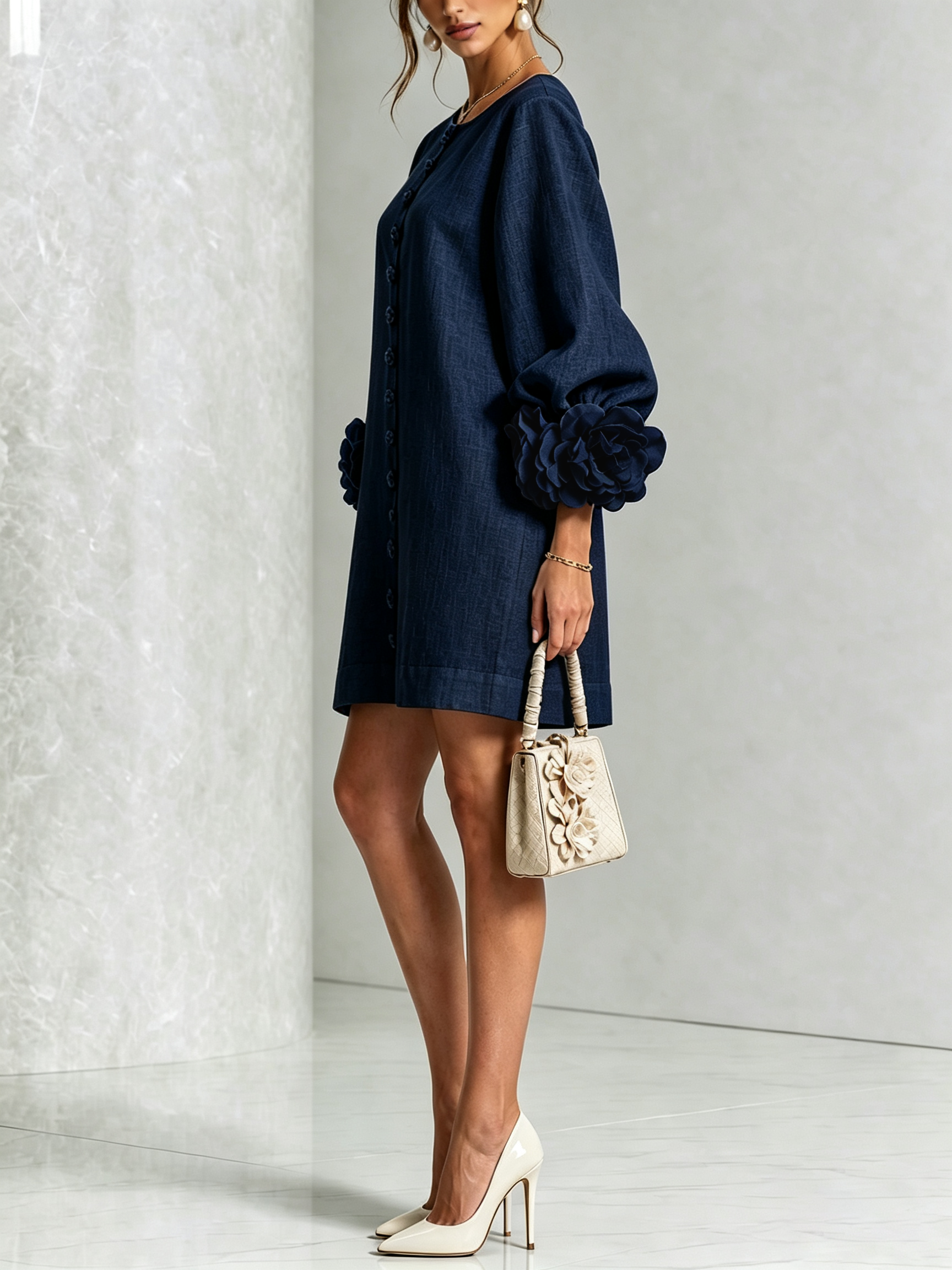 AOIBHEANN | ROSETTE-CUFF MINI DRESS
