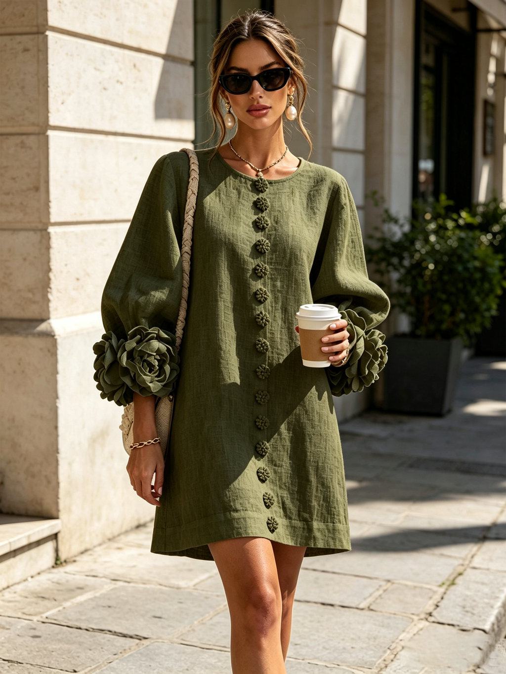 AOIBHEANN | ROSETTE-CUFF MINI DRESS