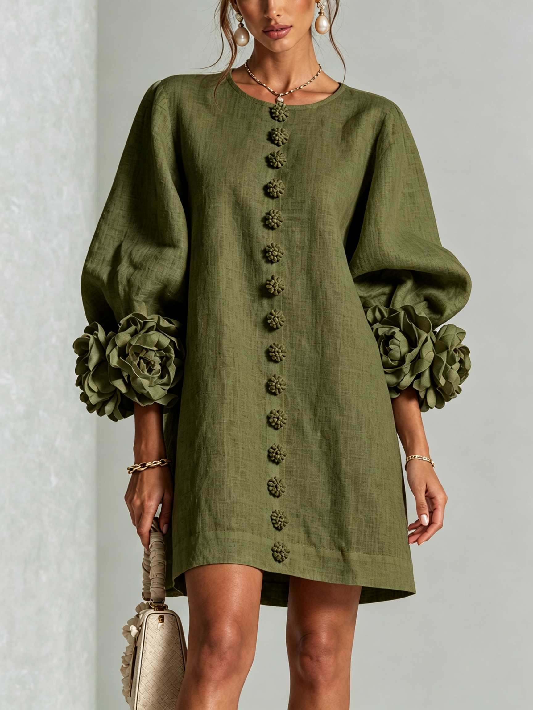 AOIBHEANN | ROSETTE-CUFF MINI DRESS
