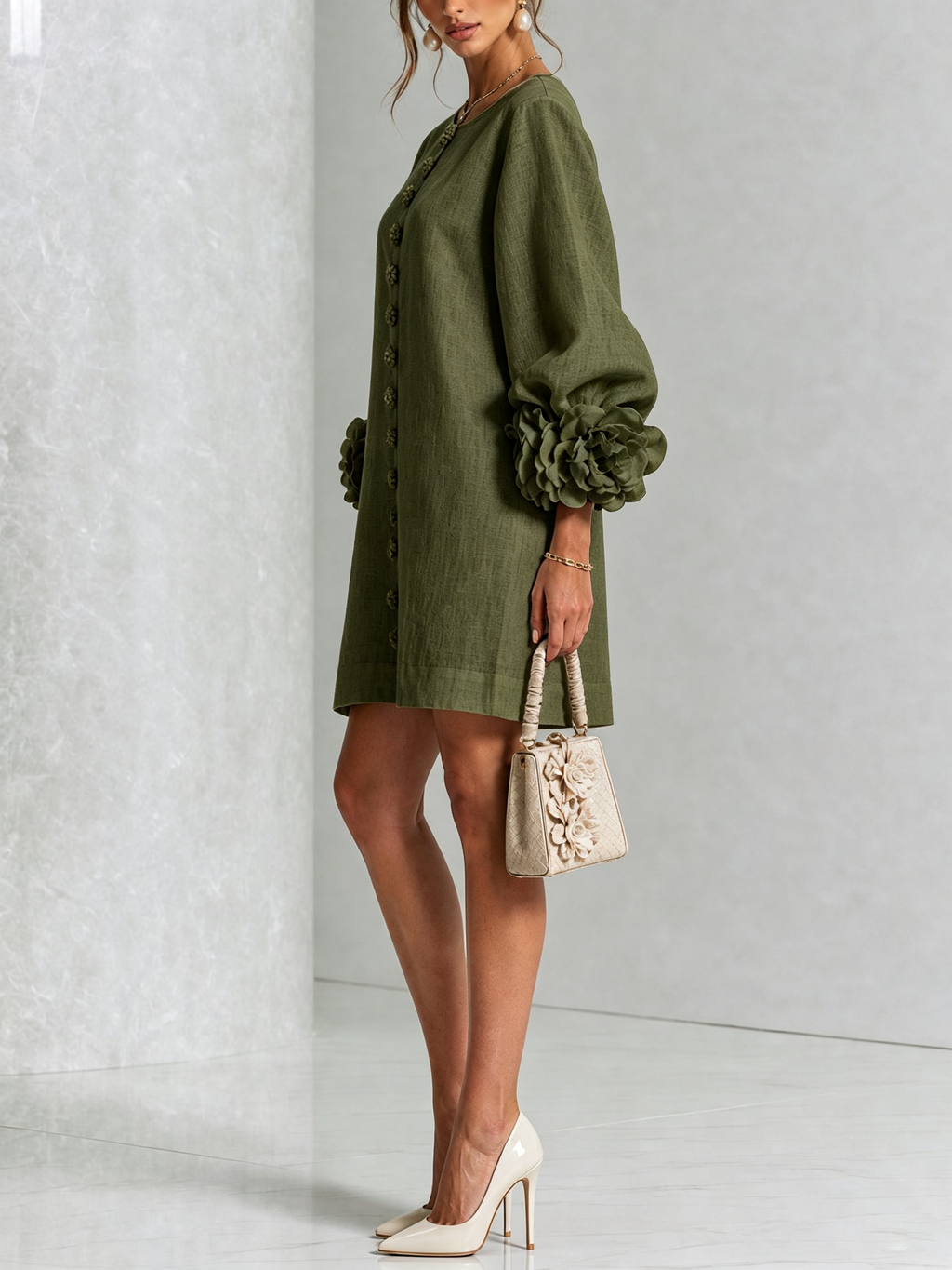 AOIBHEANN | ROSETTE-CUFF MINI DRESS