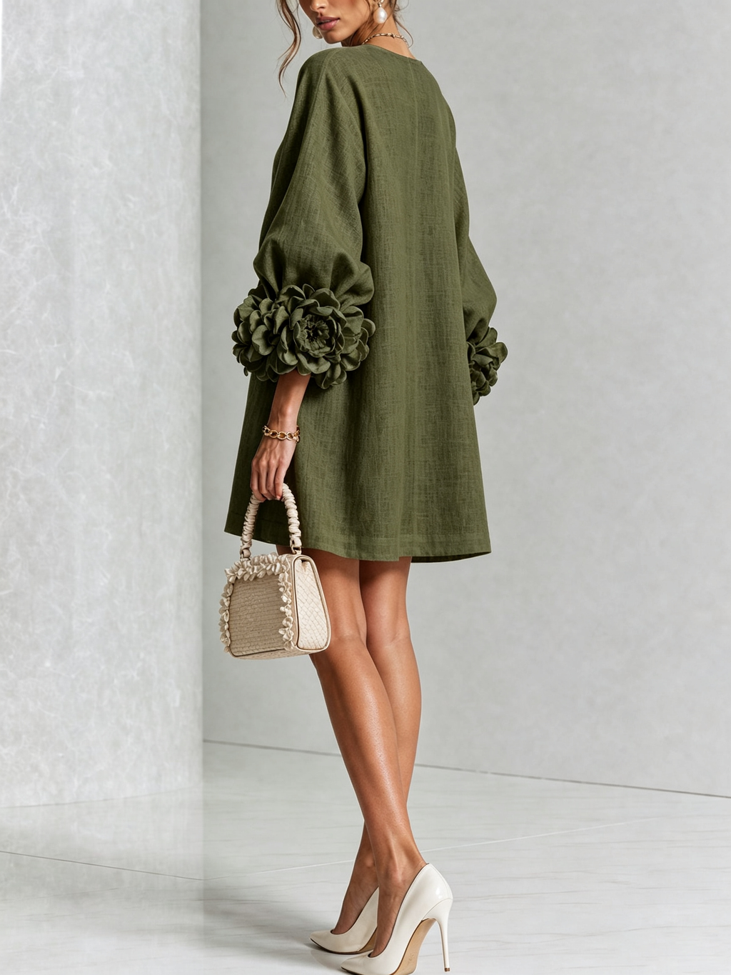 AOIBHEANN | ROSETTE-CUFF MINI DRESS
