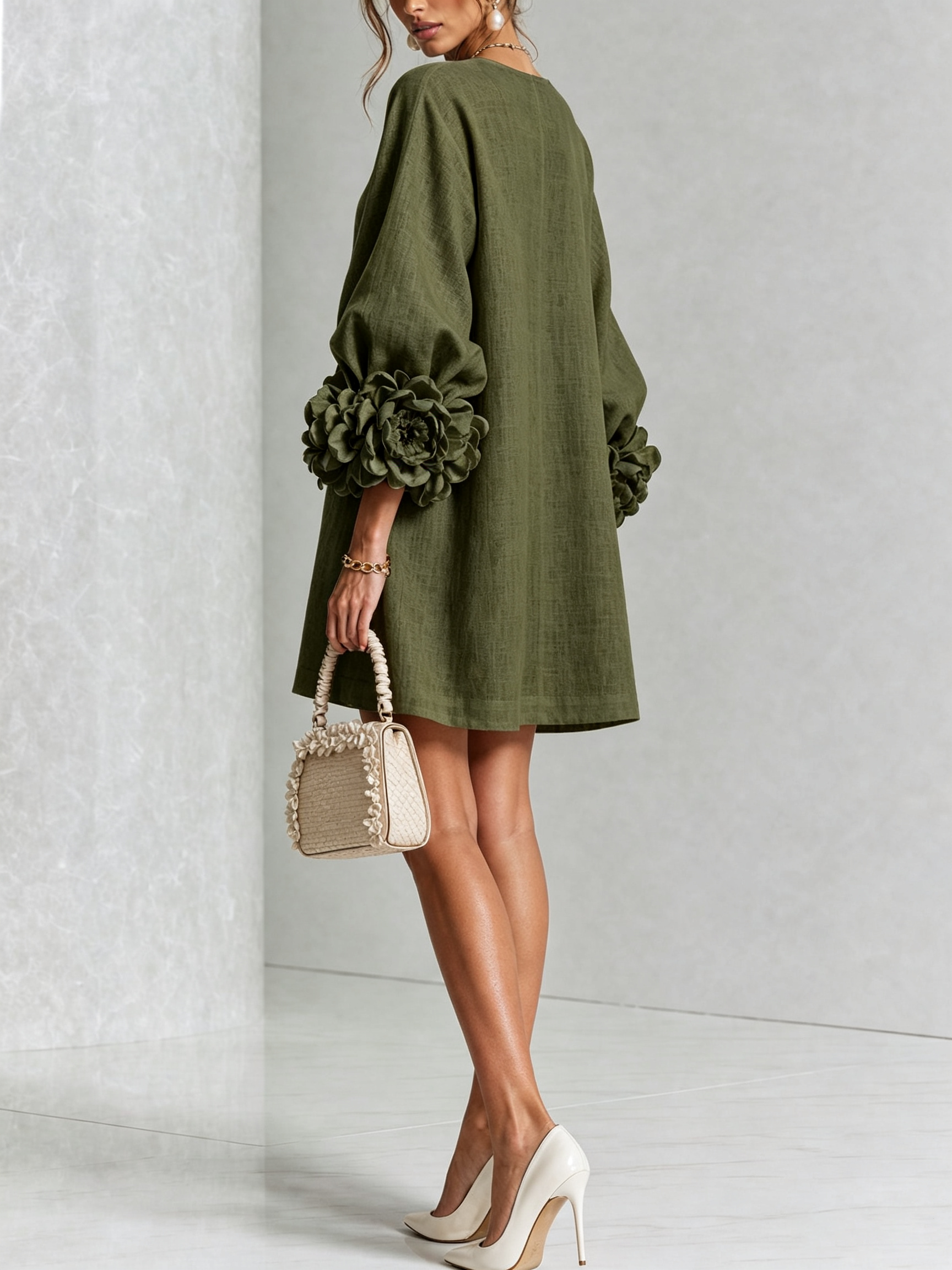 AOIBHEANN | ROSETTE-CUFF MINI DRESS