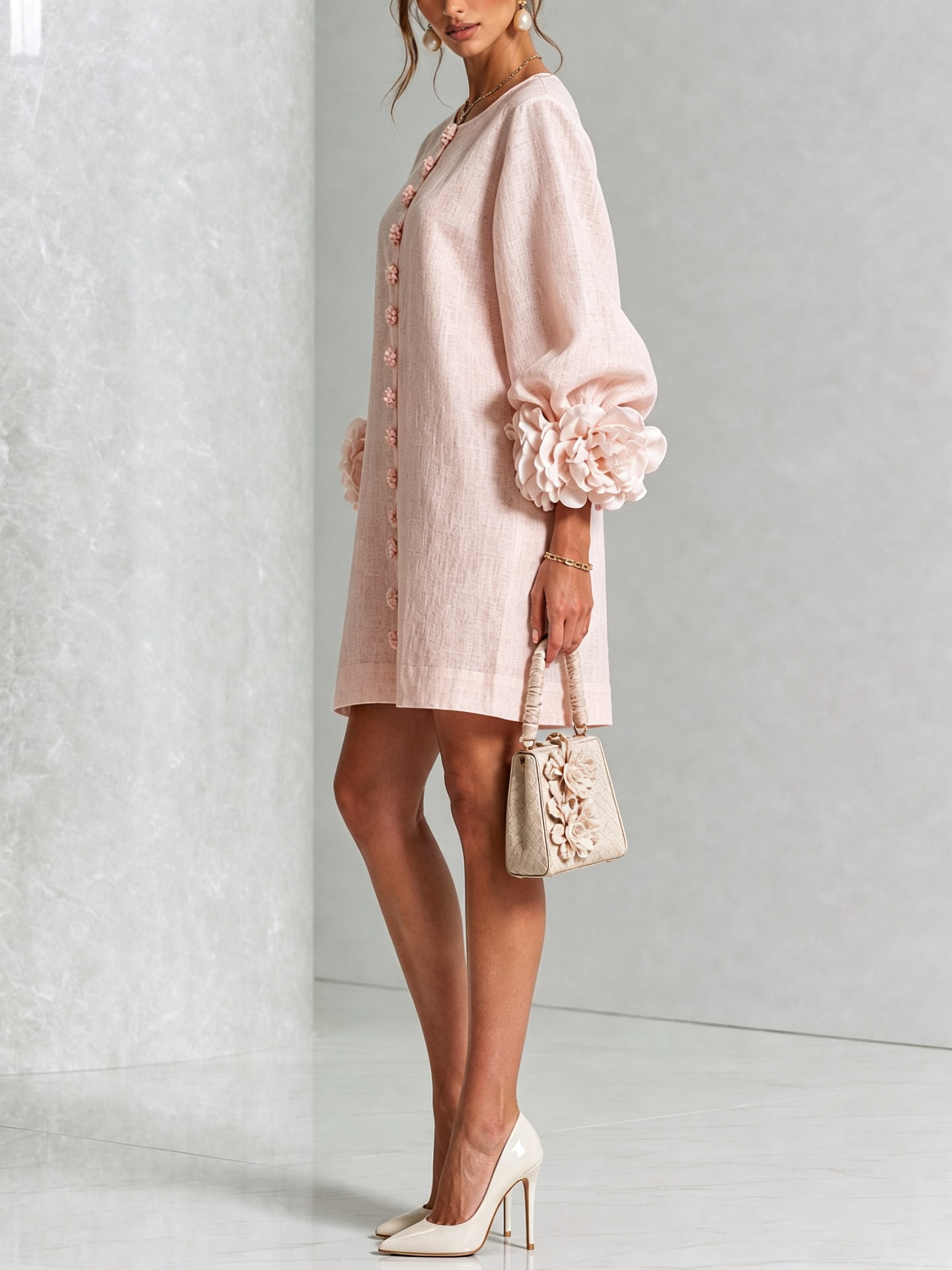AOIBHEANN | ROSETTE-CUFF MINI DRESS