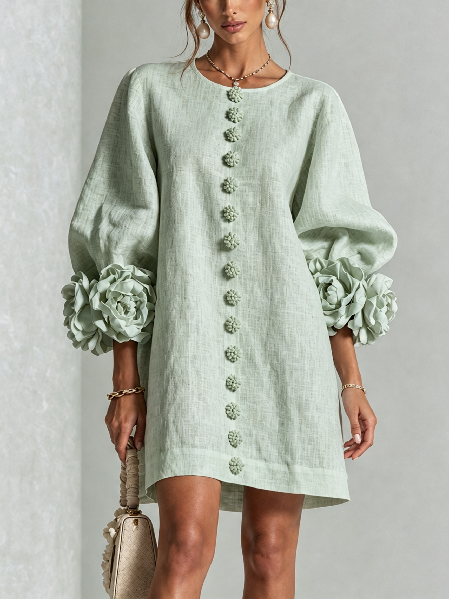 AOIBHEANN | ROSETTE-CUFF MINI DRESS