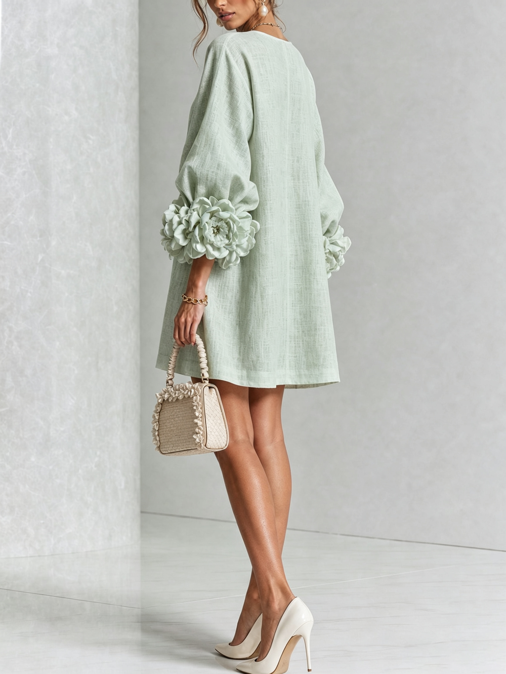 AOIBHEANN | ROSETTE-CUFF MINI DRESS