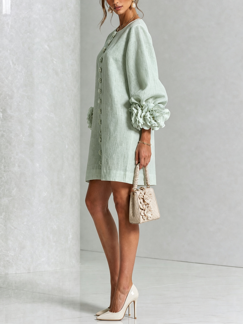 AOIBHEANN | ROSETTE-CUFF MINI DRESS