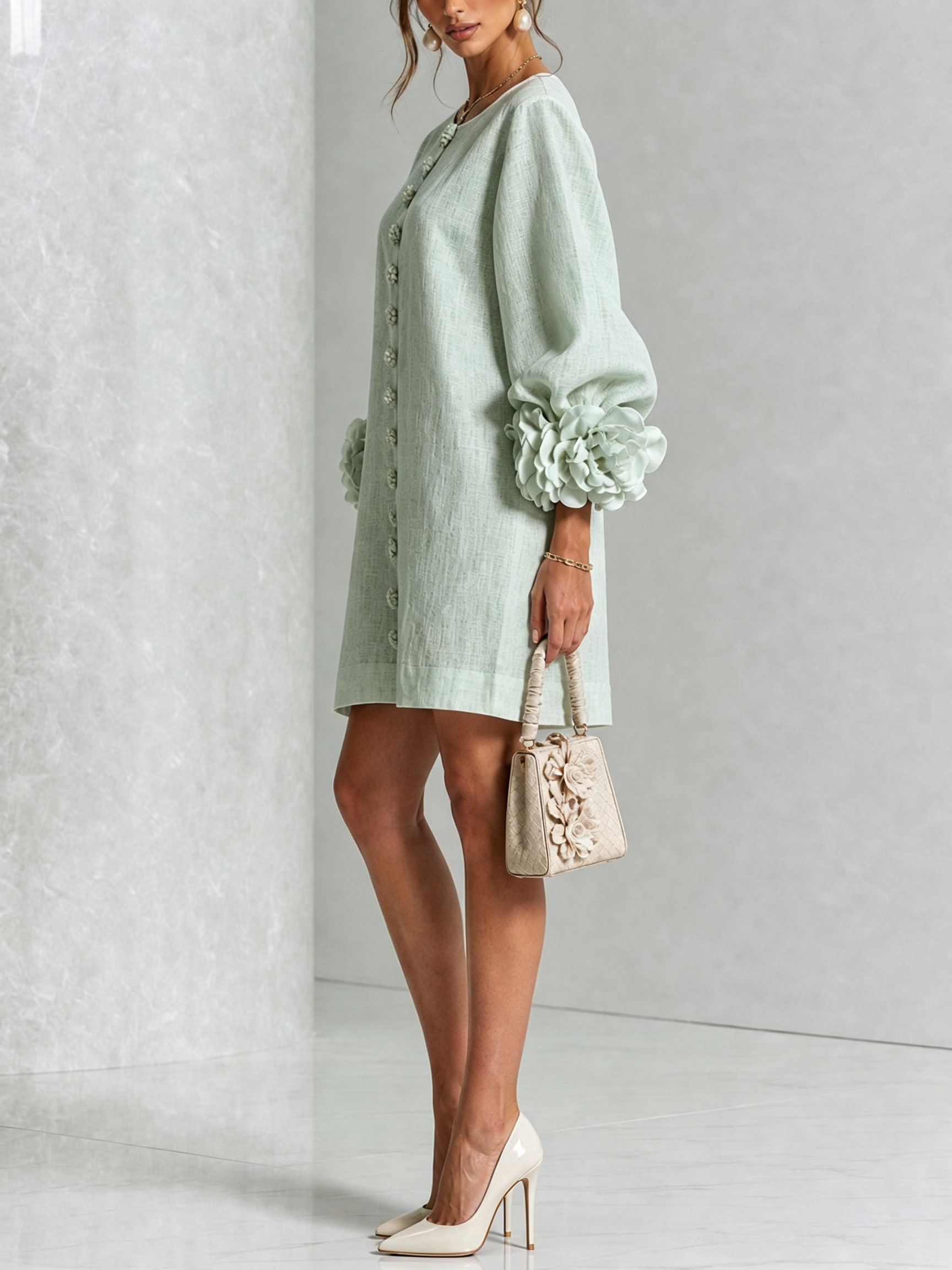 AOIBHEANN | ROSETTE-CUFF MINI DRESS