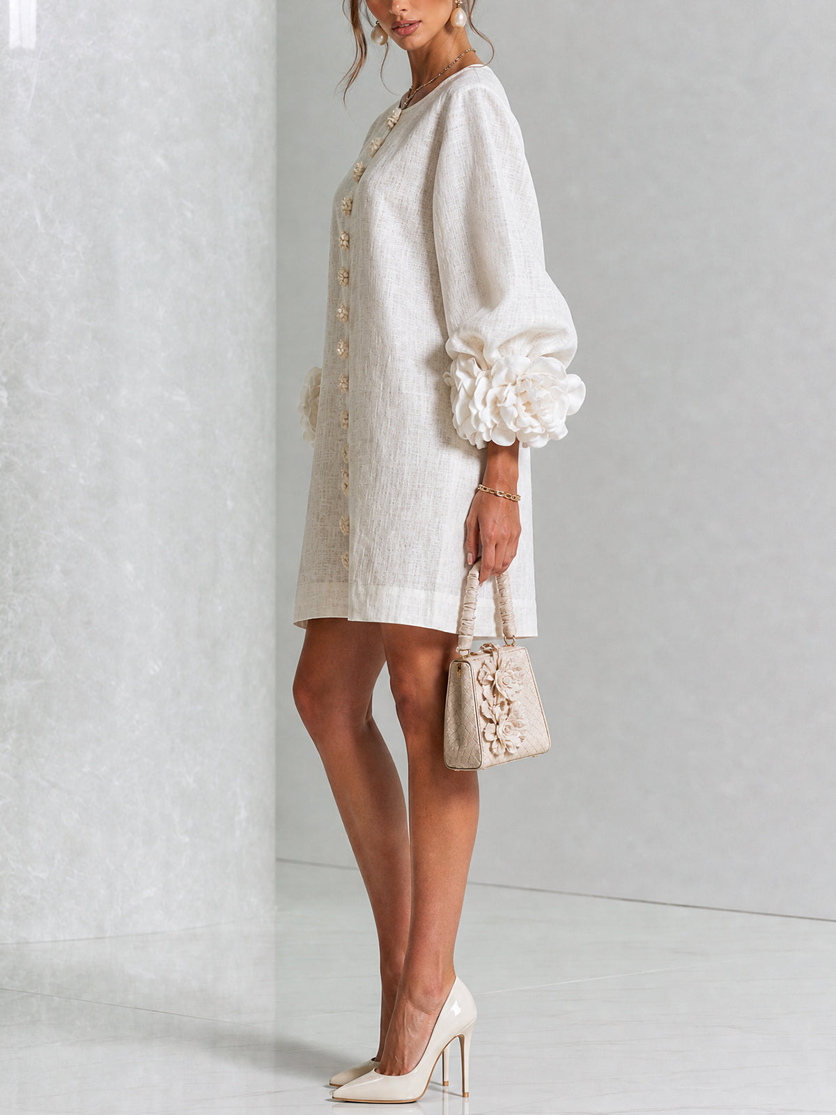 AOIBHEANN | ROSETTE-CUFF MINI DRESS