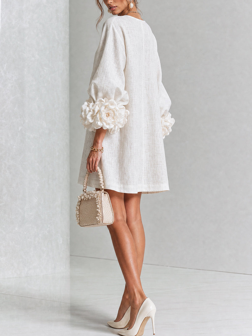 AOIBHEANN | ROSETTE-CUFF MINI DRESS