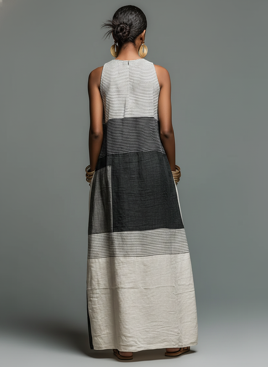 Nadia | Colour Block Stripe Sleeveless Maxi Dress