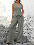 Margot | Button-Front Waistcoat & Wide-Leg Trousers Set