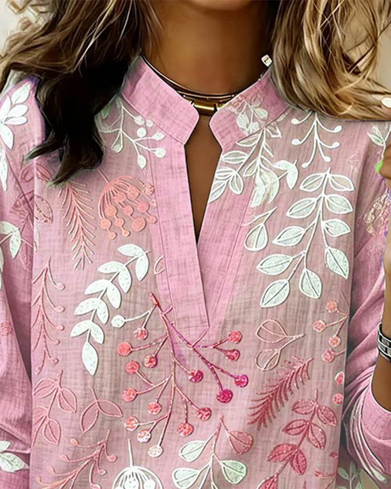 Eleni | Floral Print Blouse with High Neck