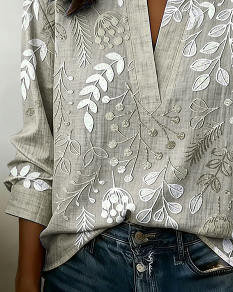 Eleni | Floral Print Blouse with High Neck