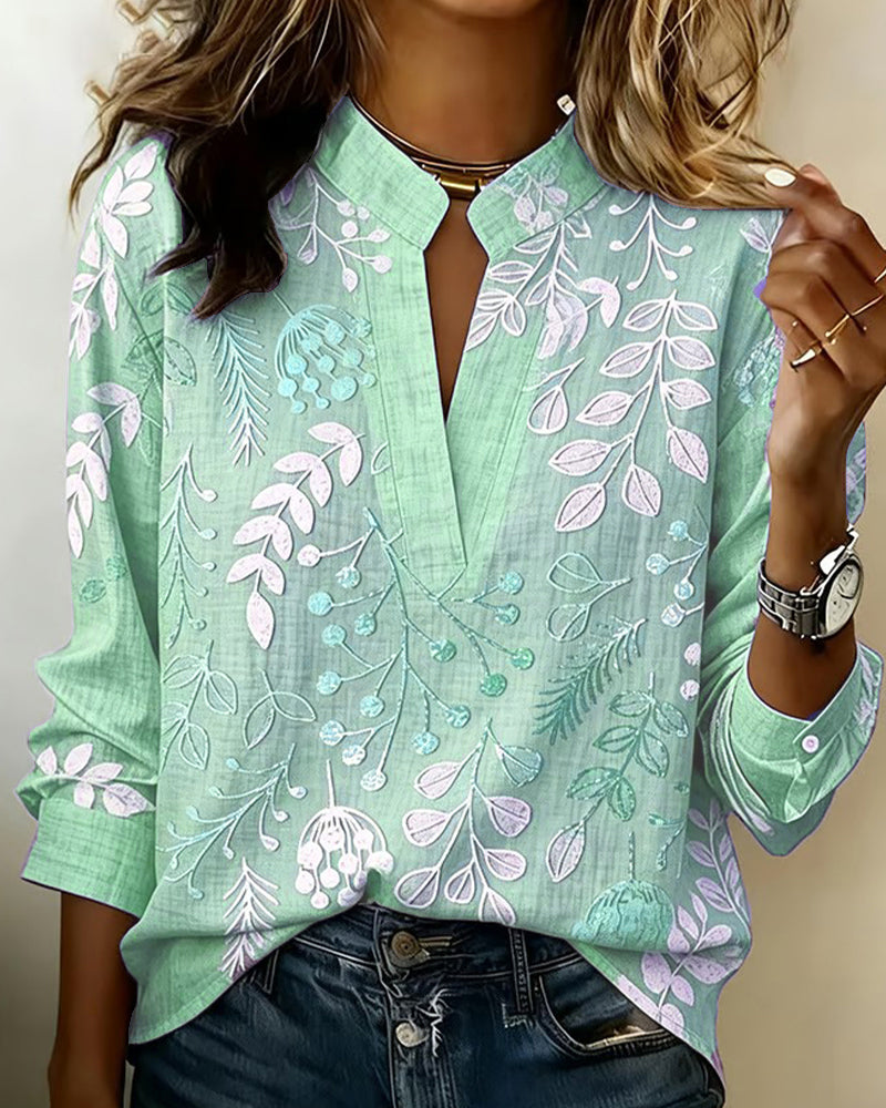 Eleni | Floral Print Blouse with High Neck