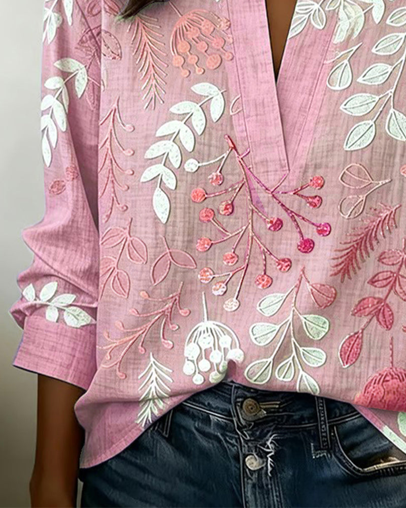 Eleni | Floral Print Blouse with High Neck