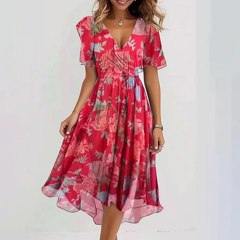 Sylvie | Ruffle Sleeve Wrap Midi Dress