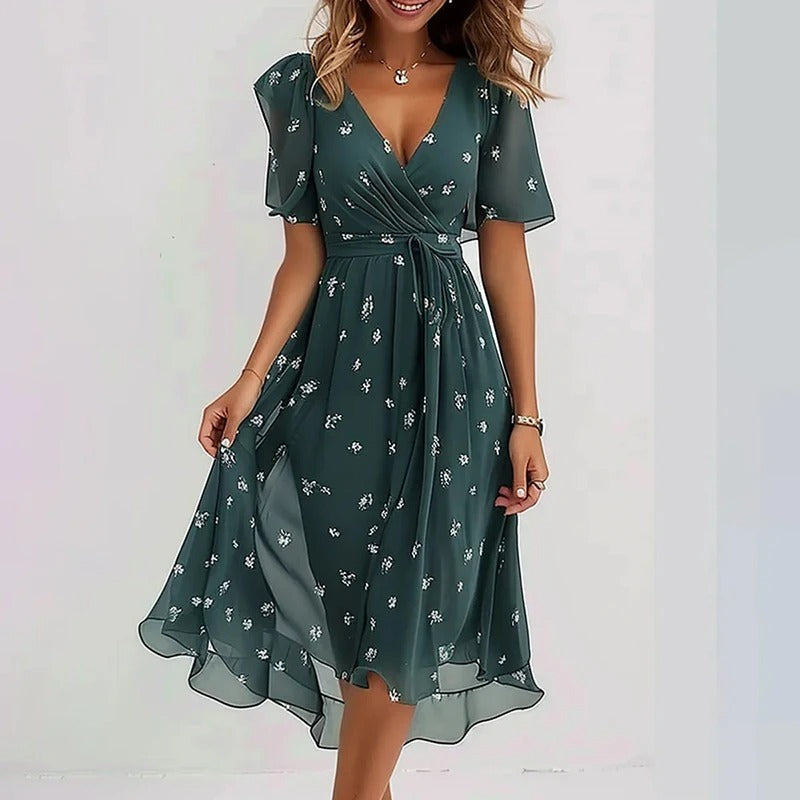 Sylvie | Ruffle Sleeve Wrap Midi Dress