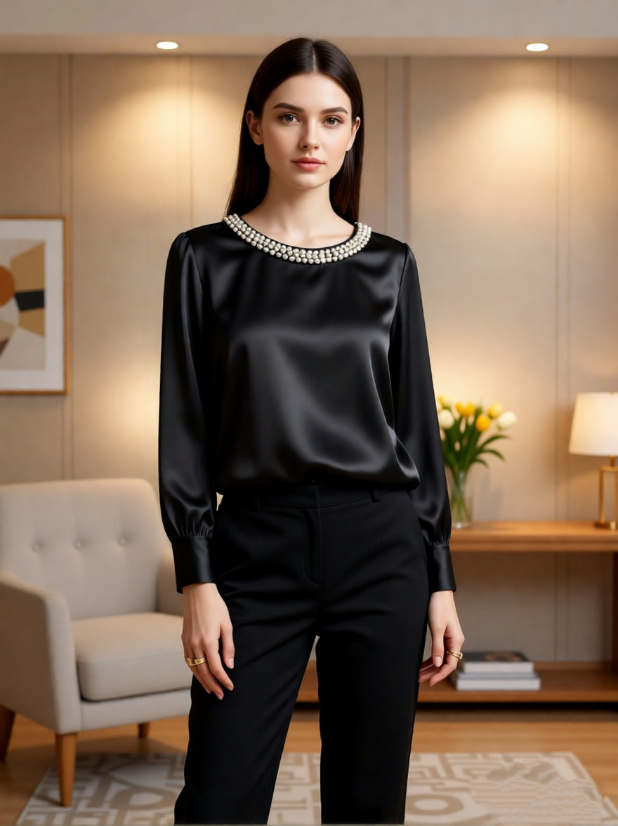 Perlisse | Elegant Round Neck Top
