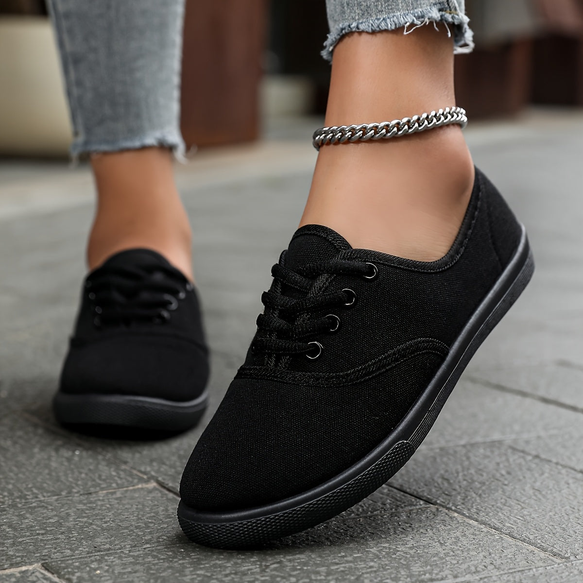 Demi | Classic Lace-Up Canvas Trainers