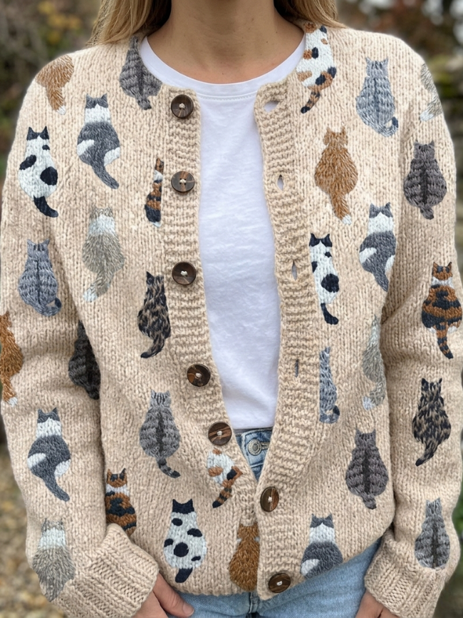 SADHBH | CAT PRINT CARDIGAN