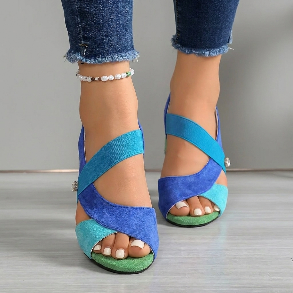 GRÁINNE | CROSS STRAP BLOCK HEELS
