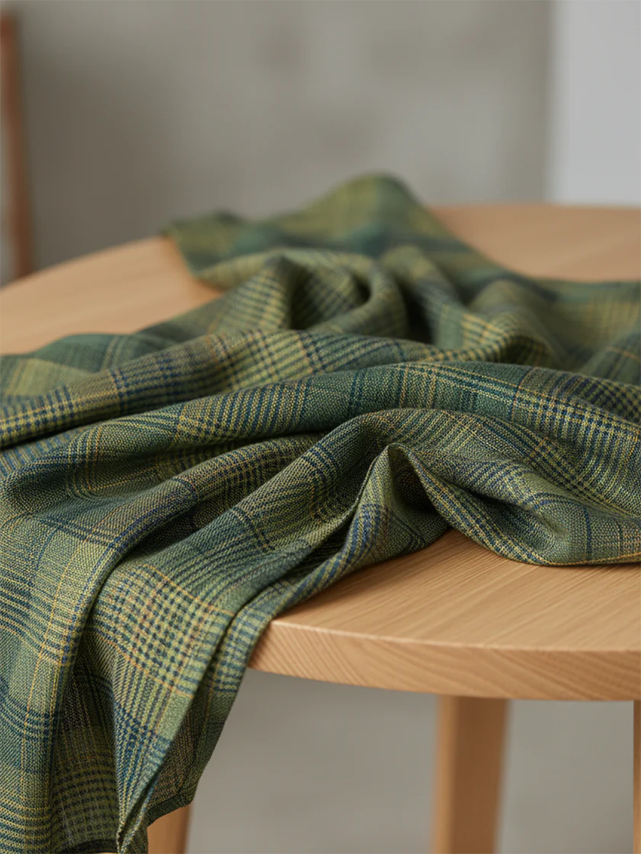 Iris | Cowl Neck Top & Plaid Wide-Leg Trousers Set