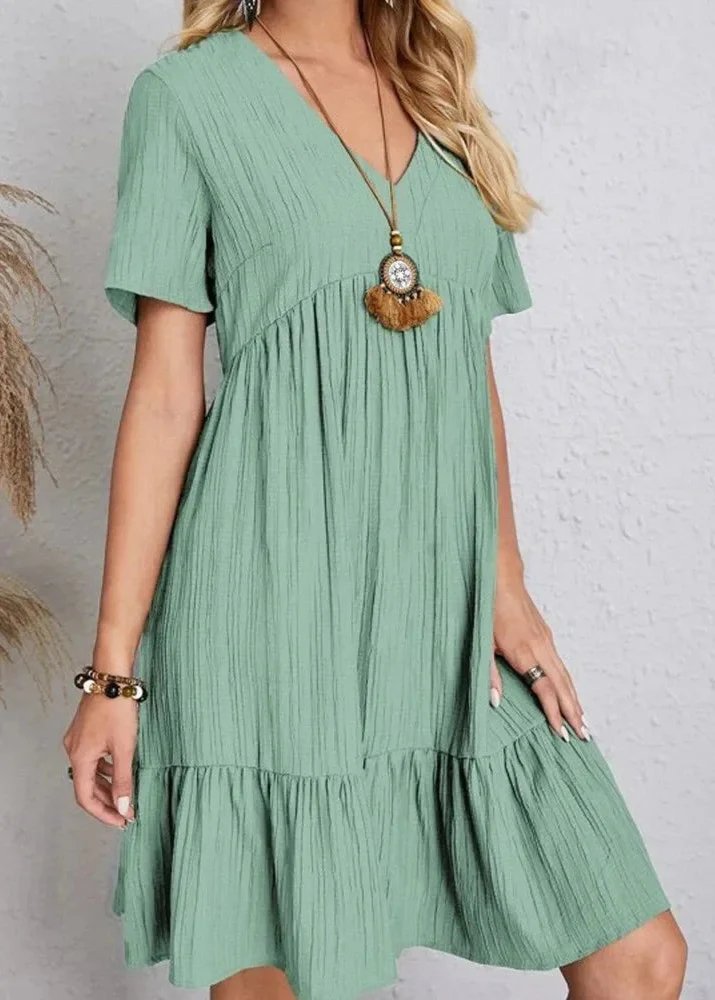 Jana | V-Neck Ribbed Tiered Mini Dress