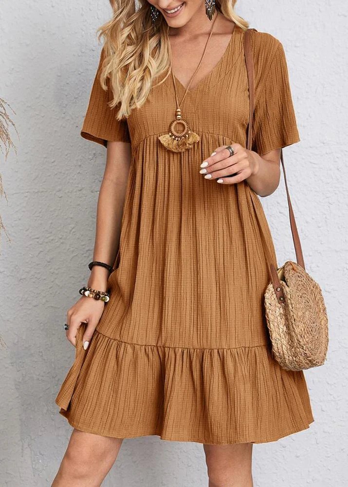 Jana | V-Neck Ribbed Tiered Mini Dress