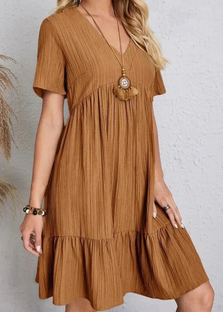 Jana | V-Neck Ribbed Tiered Mini Dress