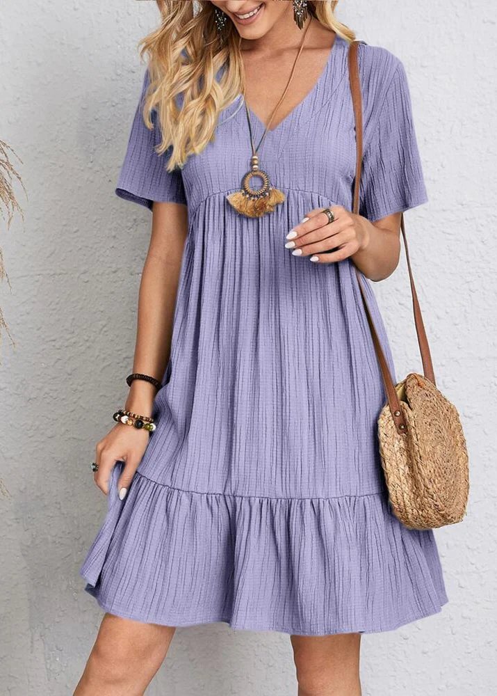 Jana | V-Neck Ribbed Tiered Mini Dress