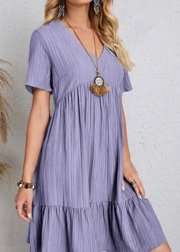 Jana | V-Neck Ribbed Tiered Mini Dress