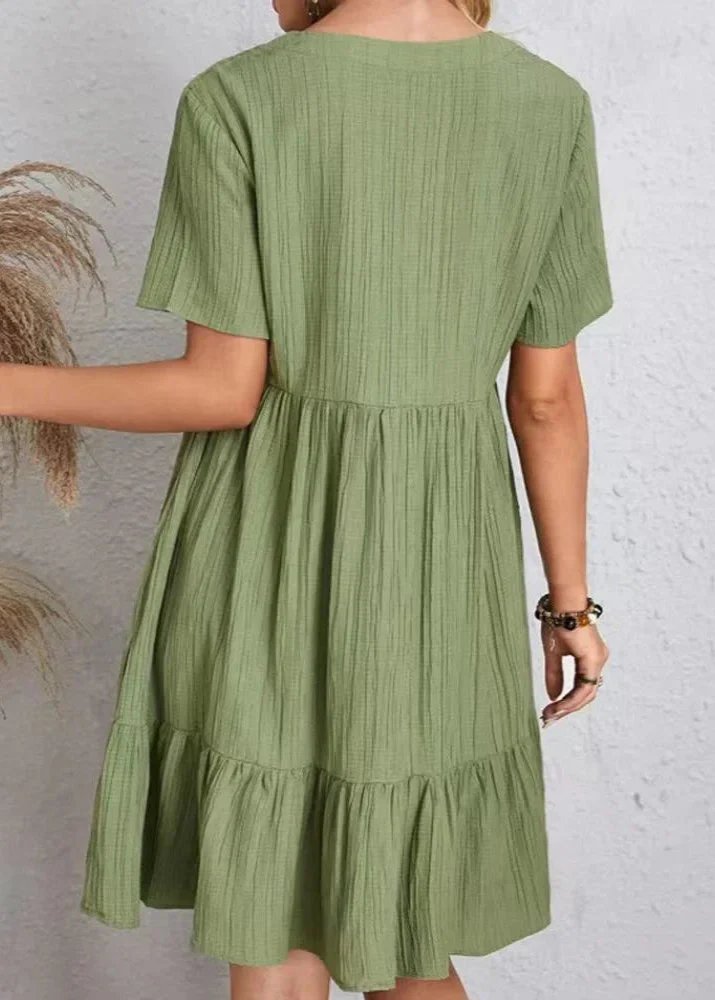 Jana | V-Neck Ribbed Tiered Mini Dress