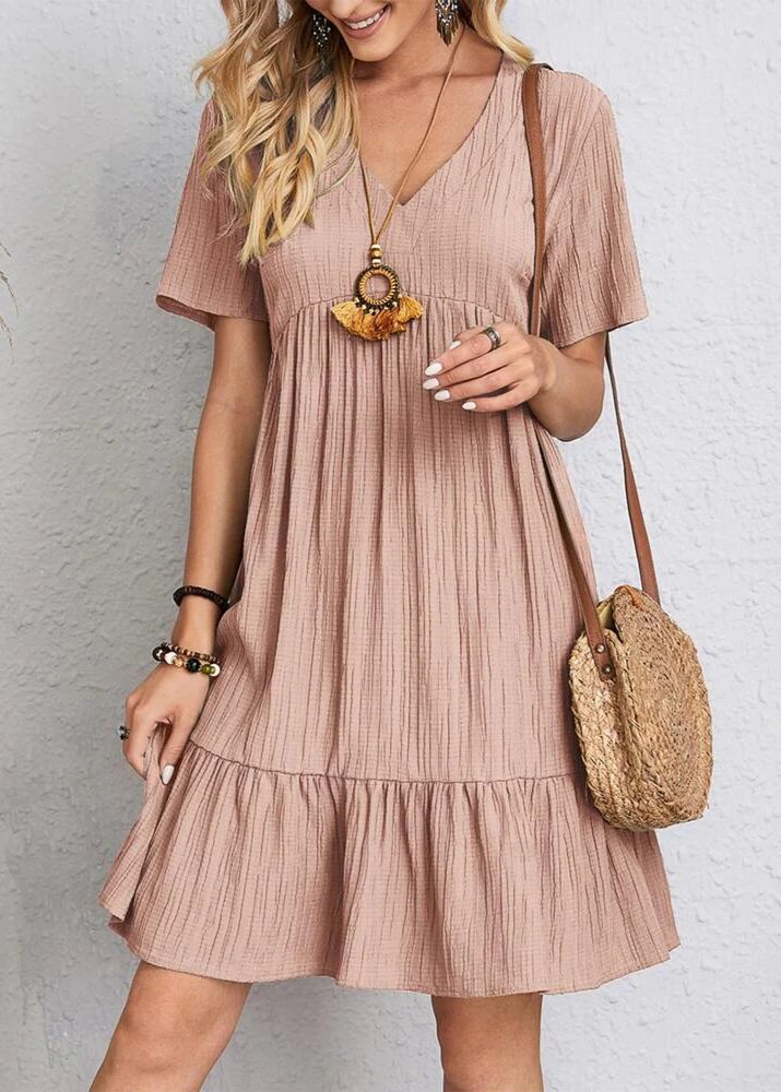 Jana | V-Neck Ribbed Tiered Mini Dress