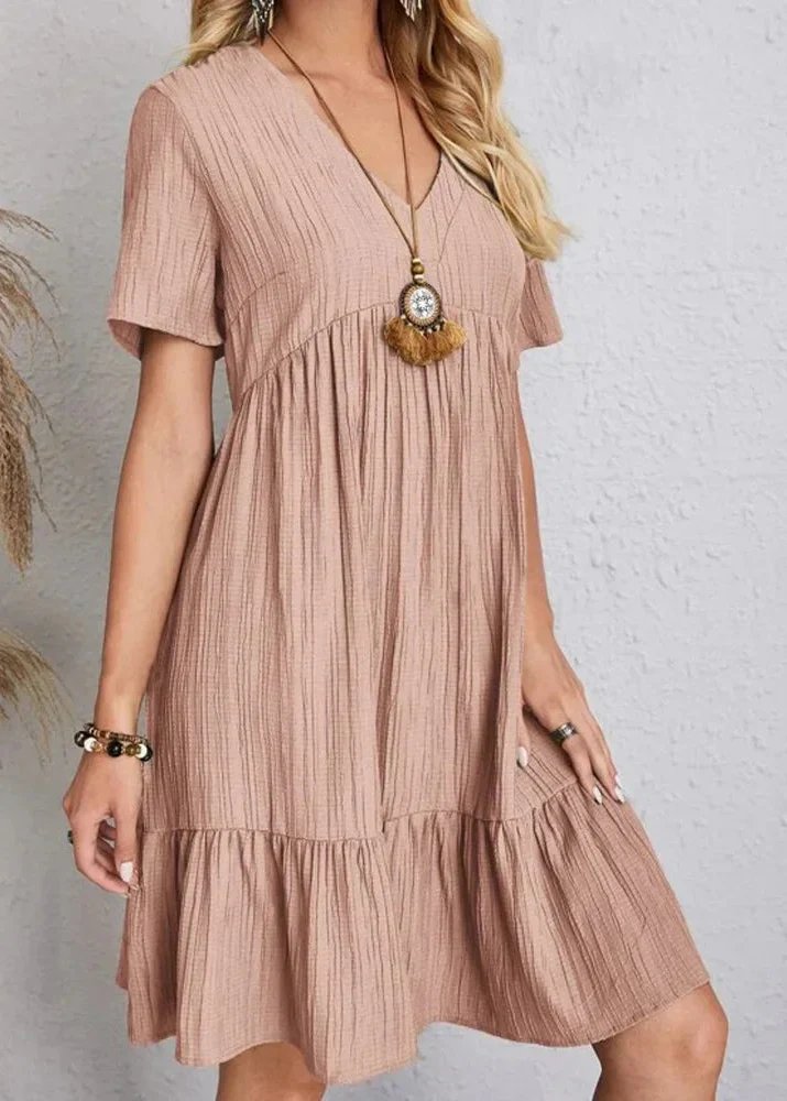 Jana | V-Neck Ribbed Tiered Mini Dress