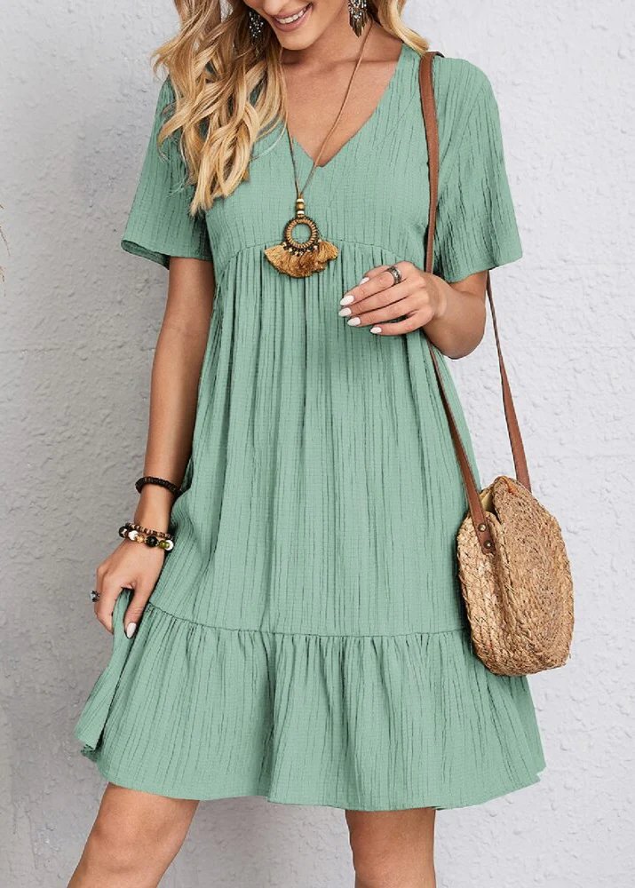 Jana | V-Neck Ribbed Tiered Mini Dress