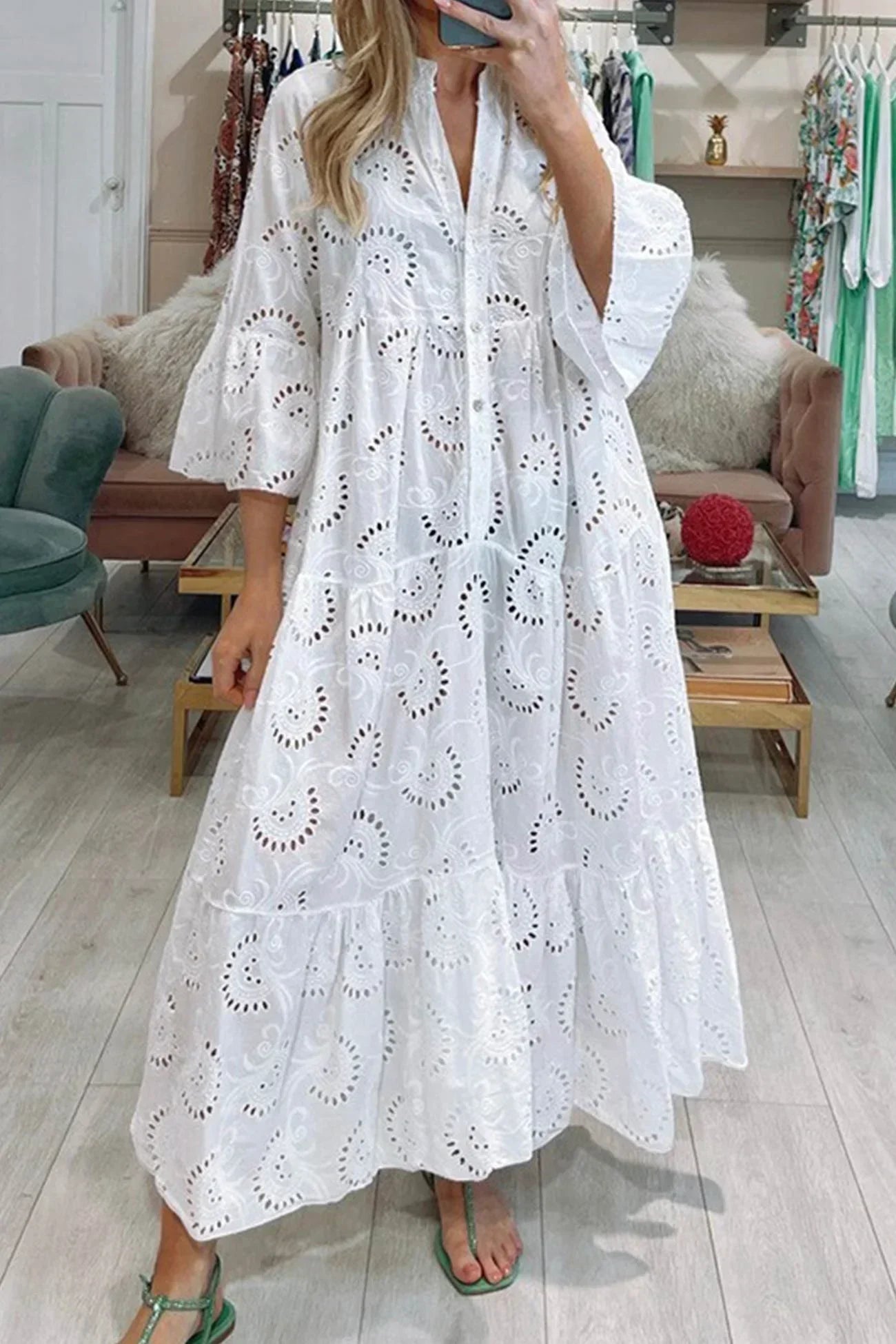 Celeste | Broderie Anglaise Maxi Dress