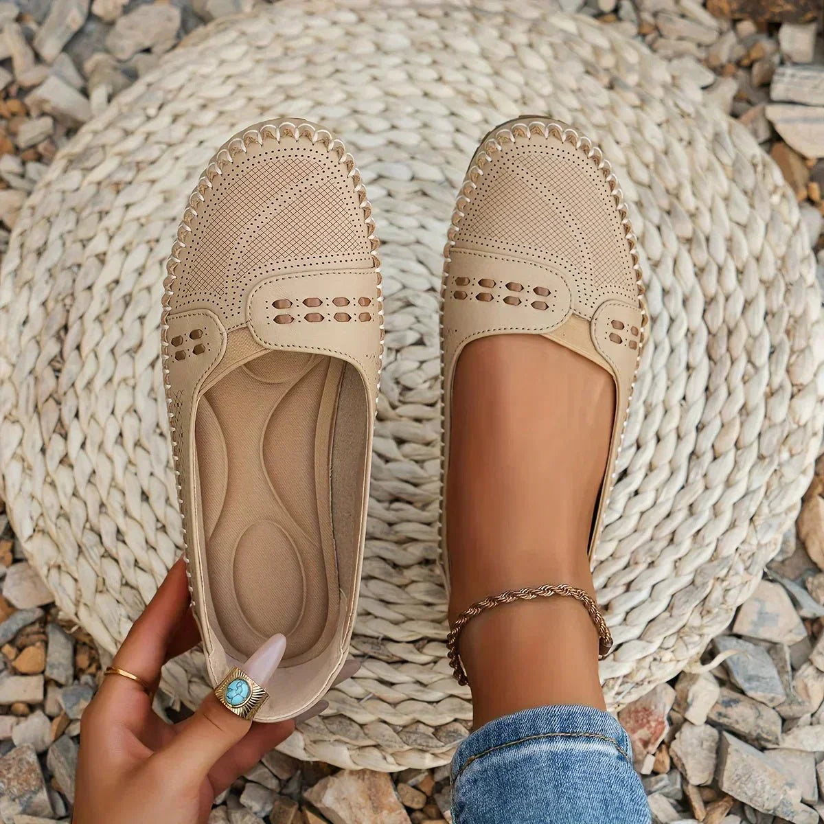 Faye | Perforated Slip-On Comfort Loafers